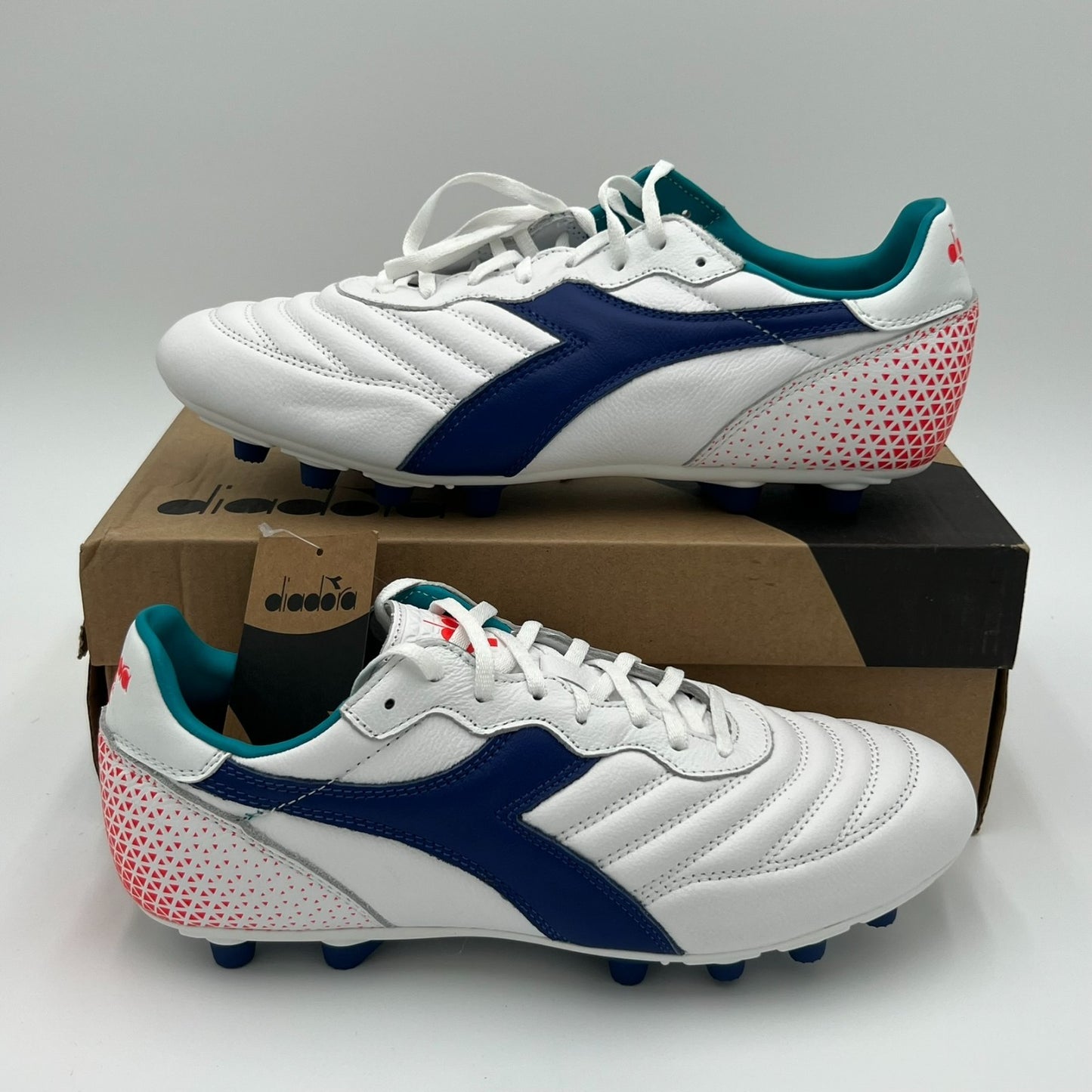 Diadora Brasil GR LT+ MDP Soccer Cleats Men’s Size 9 White/Navy C2433