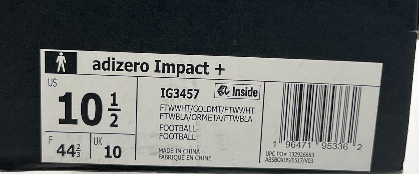 Adidas Adizero Impact+ Football Cleats Men’s Size 10.5 White Gold IG3457 New