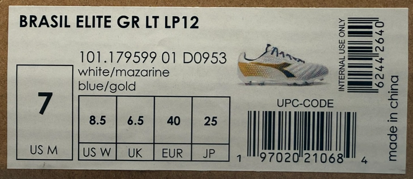 Diadora Brasil Elite GR LT LP12 Soccer Cleats Blue White D0953 Sz 7 NEW IN BOX
