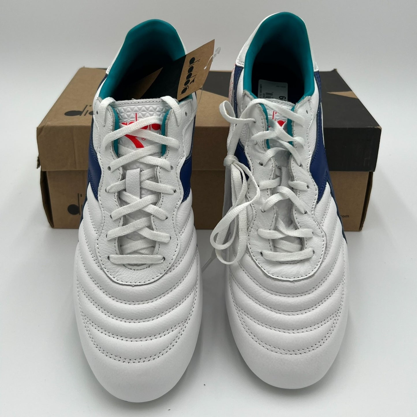 Diadora Brasil GR LT+ MDP Soccer Cleats Men’s Size 9 White/Navy C2433