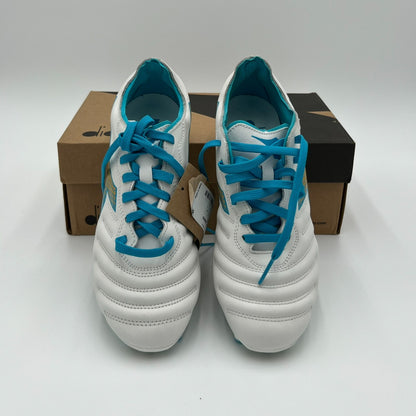 Diadora Women's 7.5 Brasil Elite GR LT W LP12 Soccer Cleats White/Blue D0955