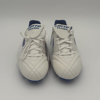 LOTTO ' STADIO 200 III FG ' WHITE/PACIFIC BLUE ' UNISEX SIZE 6.5 ' SOCCER CLEATS