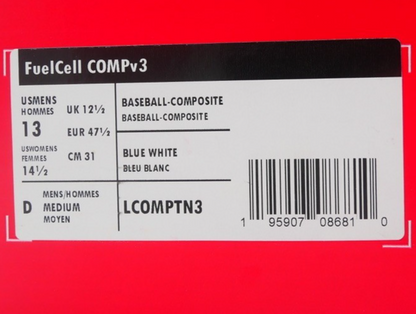 New Balance FuelCell COMPv3 Baseball Cleats Men’s Size 13 Blue/White LCOMPTN3