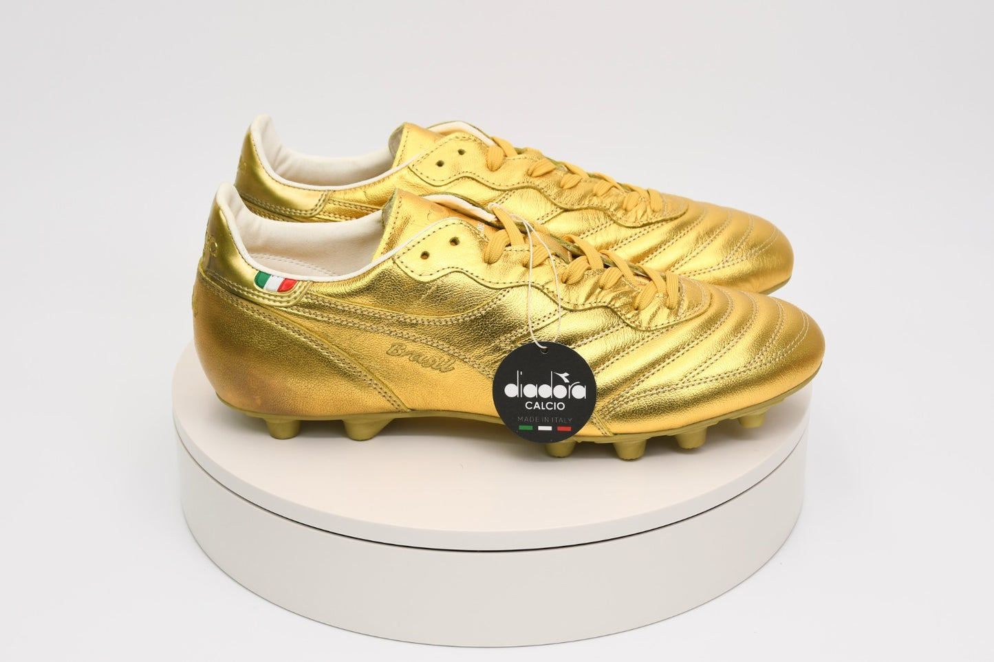 Diadora Brasil Italy OG LT+ MDPU Soccer Cleats Gold Brown 101.178029 01 85002