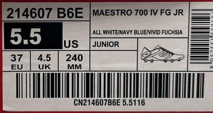 Lotto Maestro 700 IV FG JR Kids’ Soccer Cleats Junior Size 5.5 White 214607-B6E
