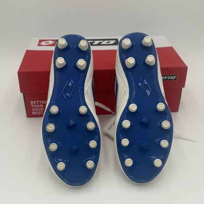 LOTTO ' STADIO 200 III FG ' WHITE/PACIFIC BLUE ' UNISEX SIZE 6.5 ' SOCCER CLEATS