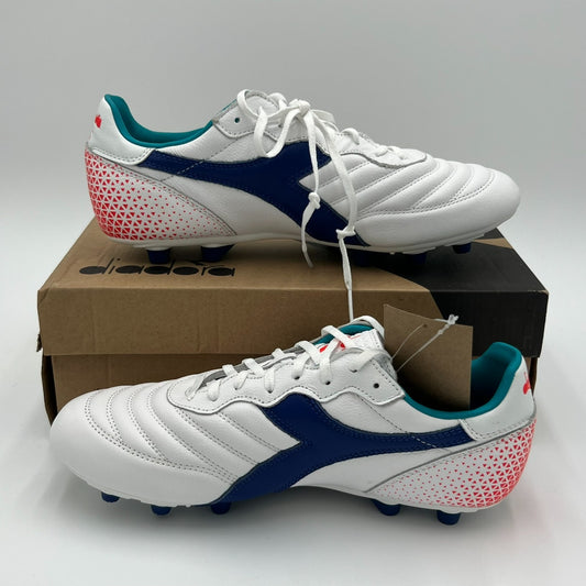Diadora Brasil GR LT+ MDP Soccer Cleats Men’s Size 9 White/Navy C2433
