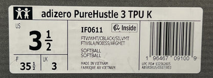 Adidas Adizero PureHustle 3 TPU K Softball Cleats Youth Size 3.5 White/B IF0611