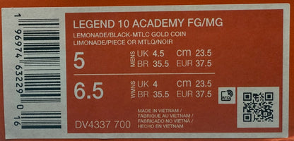 Nike Legend 10 Academy FG/MG Soccer Cleats Men’s 5/Women’s 6.5 Lemonade DV4337