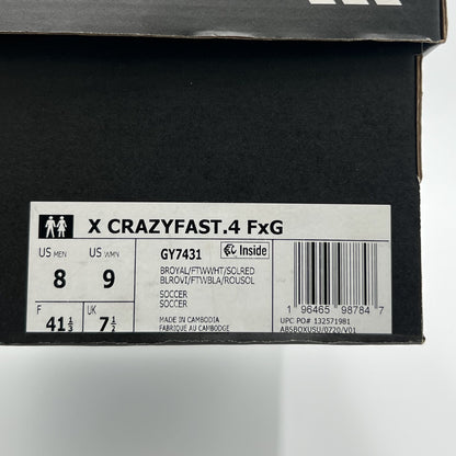 Adidas X Crazyfast.4 FxG Soccer Cleats Men’s Size 8 / Women’s 9 Blue White GY743