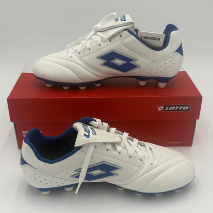 LOTTO ' STADIO 200 III FG ' WHITE/PACIFIC BLUE ' UNISEX SIZE 6.5 ' SOCCER CLEATS