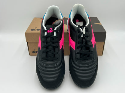 Diadora Calcetto GR LT TF Soccer Shoes Men’s Size 11 Black/Pink/Blue D0730