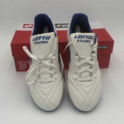 LOTTO ' STADIO 200 III FG ' WHITE/PACIFIC BLUE ' UNISEX SIZE 6.5 ' SOCCER CLEATS