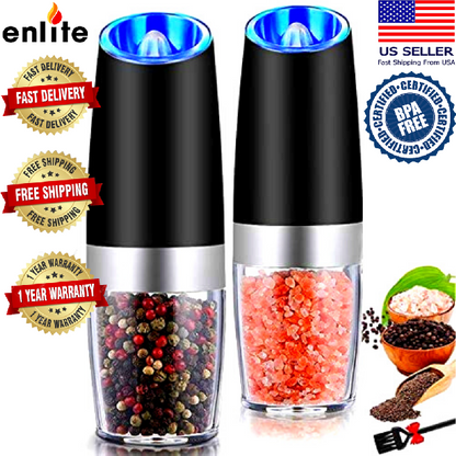 Enlite Electric Gravity Salt & Pepper Shakers Set of 2